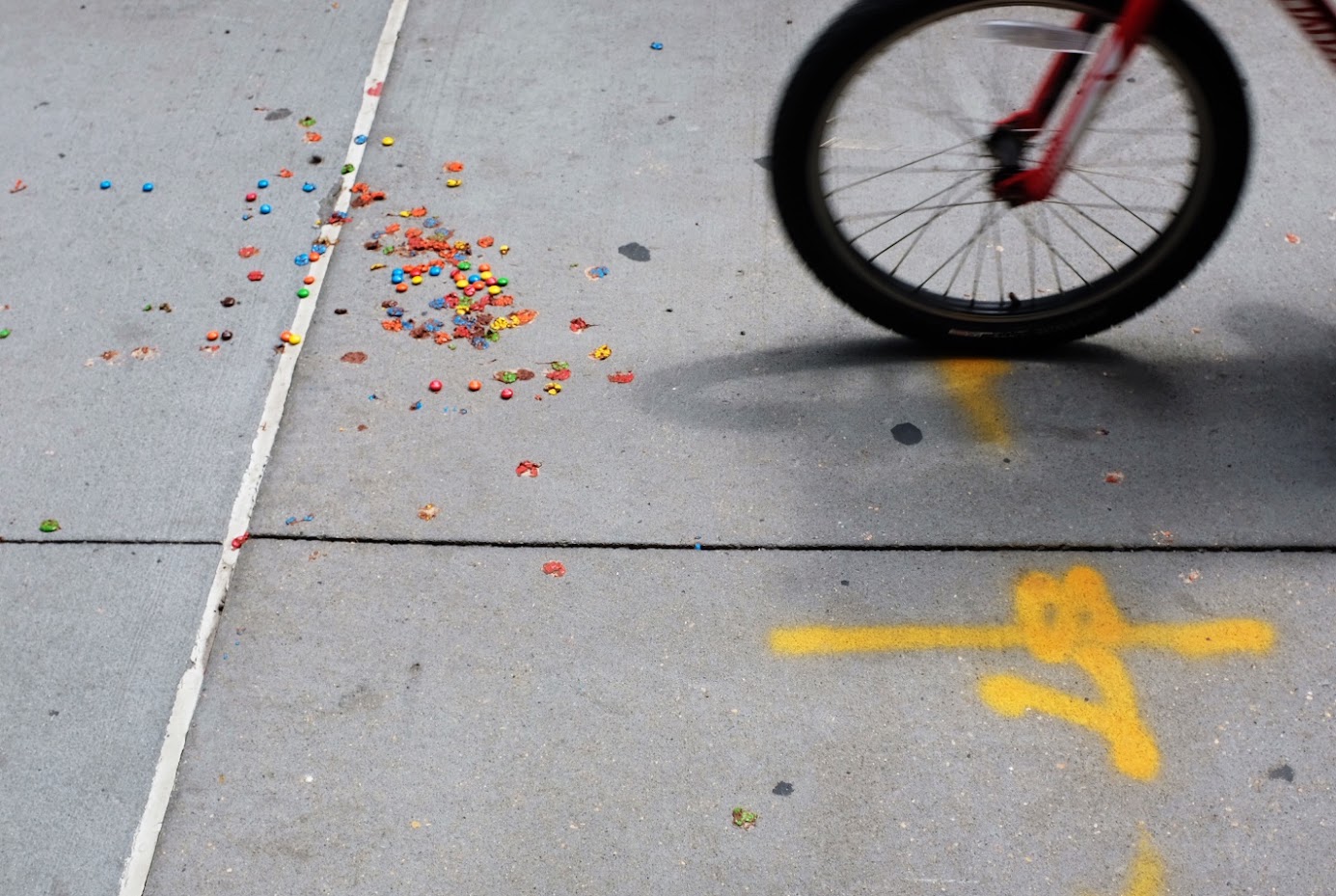 Candy and a passing wheel